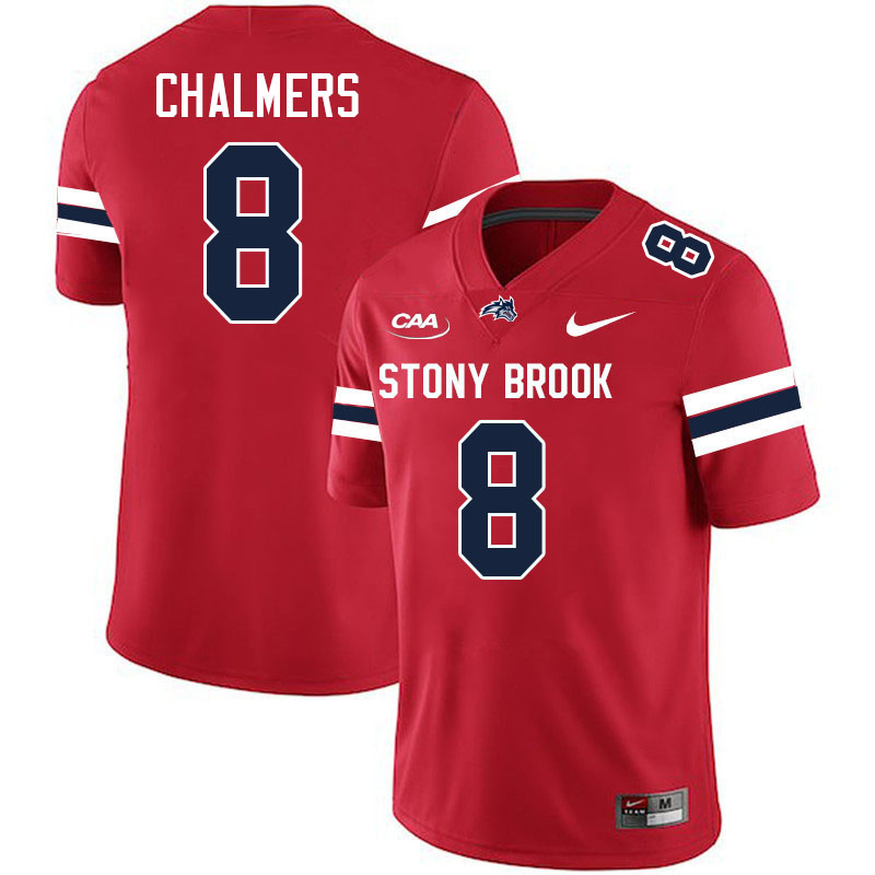Stony Brook Seawolves #8 Chayce Chalmers College Football Jerseys,Uniforms-Red